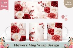 Watercolor Roses Mug Design, Watercolor Flowers PNG Product Image 1