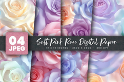 Soft Pink Rose Digital Paper Product Image 1