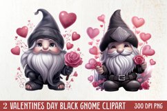Black Gnome Valentines Day Clipart, Valentines Clipart Product Image 2