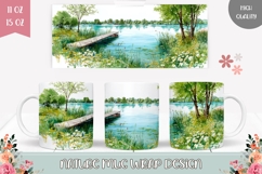 Watercolor Lake Mug Design, Nature Mug Sublimation Product Image 1