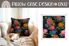 Black Pillow Case, Flowers Pillow Sublimation Product Image 1