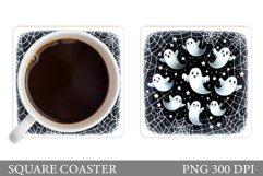 Cute Ghost Coaster Design. Halloween Sublimation Product Image 1