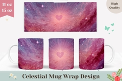 Sky Mug Wrap, Love Heart Mug Design, Glitter Mug Product Image 1