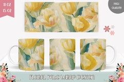 Yellow Tulips Mug Wrap, Floral Mug, Yellow Mug PNG Product Image 1