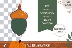 Oak Illustration, Cartoon Acorn PNG, Autumn Print Product Image 1