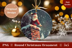 Santa Claus Round Ornament, Cute Christmas Chimney Ornament Product Image 1