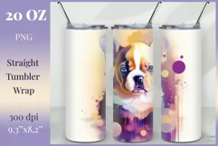Watercolor Dog Sublimation Tumbler Wrap | 20 oz Straight Png Product Image 1