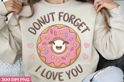 Donut Forget I Love You PNG, Valentine Puns Sublimation PNG Product Image 1