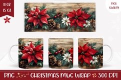 Poinsettia Mug Design, Christmas Mug Sublimation Product Image 1