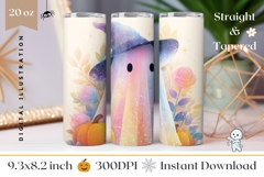 Glitter Ghost Tumbler Design, Floral Halloween Tumbler Product Image 1