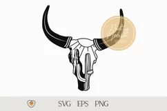 Cow skull desert #2 svg, Bull skull svg, Desert svg, png Product Image 1