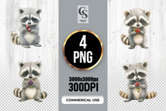 Watercolor Baby Raccoon Clipart Sublimation PNG Product Image 1