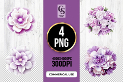 Purple Floral Clipart Sublimation PNG Product Image 1