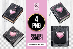 Gothic Heart Spellbook Clipart Sublimation PNG Product Image 1