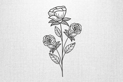Elegant Triple Rose Outline Embroidery Design Product Image 1