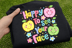 Happy To See Your Face SVG PNG Cute Smiling Apples Back to Product Image 1