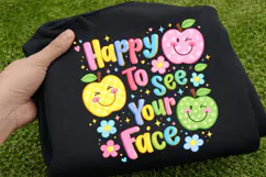 Happy To See Your Face SVG PNG Cute Smiling Apples Back to Product Image 1