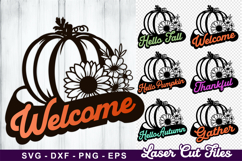Fall Autumn Thanksgiving Pumpkin Sign SVG Laser Cut Files Product Image 1