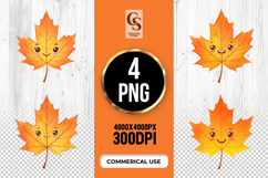 Cute Maple Leaf Face Clipart PNG Product Image 1
