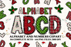 Christmas Alphabet png clipart, christmas letters doodle Product Image 1