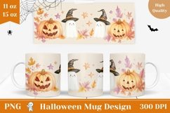 Halloween Pumpkins Mug Wrap, Funny Ghost Mug Design Product Image 1