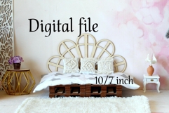 Miniature headboard peacock digital file laser cut vector Product Image 1