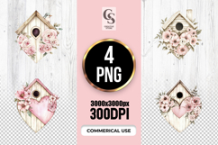 Heart Floral Birdhouse Clipart Sublimation PNG Product Image 1