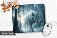 Glowing Wolf in Ice Forest Mouse Pad PNG Design Product Image 1