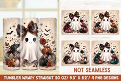 Coquette Ghost 20 OZ Skinny Tumbler Wrap Sublimation Png. Product Image 1
