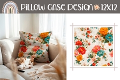 Colorful Pillow Case Design, Flowers Pillow Template Product Image 1