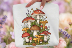 Mushroom Forest PNG, Botanical Dark Whimsical Sublimation Product Image 1
