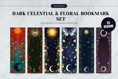 Dark Celestial &amp; Floral Bookmark Set,Mystic Moon &amp; Gothic Product Image 1