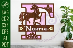 Unicorn Capital Monogram Letter name sign F SVG Product Image 1