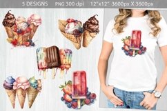 Watercolor Ice Cream Sublimation Bundle PNG Product Image 1