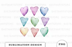 Watercolor Heart Sublimation design PNG Product Image 1