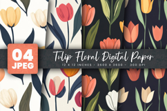 Tulip Floral Digital Paper Product Image 1