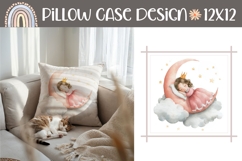 Watercolor Princess Pillow Design, Cartoon Moon Pillow Case Product Image 1