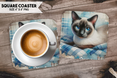 Cute Cat Square Coaster PNG Bundle, Printable Cat Bundle Product Image 2