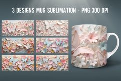 3D Butterflies Pastel Mug Wrap | Sublimation Coffee Cup Desi Product Image 1