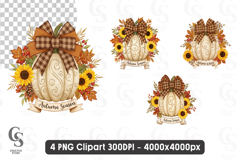 Autumn Season Pumpkin Sunflower Clipart Sublimation PNG Product Image 1