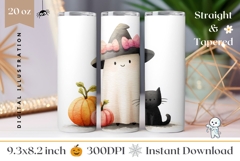 Cartoon Ghost Tumbler Wrap, Halloween Pumpkin Tumbler Product Image 1