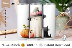 Cartoon Ghost Tumbler Wrap, Halloween Pumpkin Tumbler Product Image 1