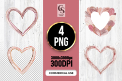Watercolor Rose Gold Heart Outline Clipart Sublimation PNG Product Image 1