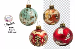 Christmas, Vintage Ornaments, Ephemera, PNG, Clipart Product Image 1