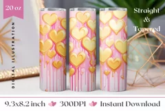 Glitter Heart Tumbler Design, Valentine's Day Tumbler PNG Product Image 1