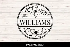 Christmas Family Name SVG - Poinsettia Flowers Product Image 1