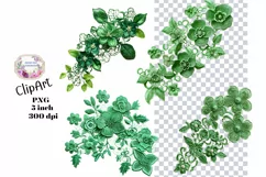 Embroidery, Flowers, Lace, PNG, Clipart, Green Product Image 1