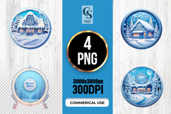 Winter Snowy Cabin Scene Clipart Sublimation PNG Product Image 1