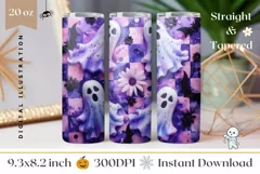 Cute Halloween Tumbler Design, Kawaii Ghost Tumbler Wrap Product Image 1