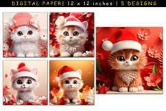 Christmas Cats Digital Paper, Christmas Sublimation Product Image 1